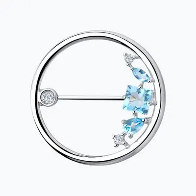 Брошь из серебра с топазами и фианитами из серебро