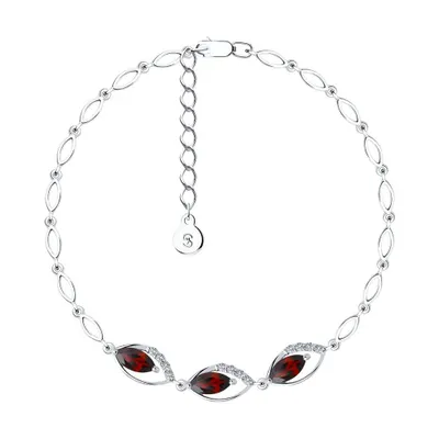 Браслет из серебра с гранатами и фианитами из серебро