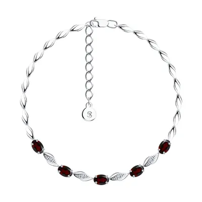 Браслет из серебра с гранатами и фианитами из серебро