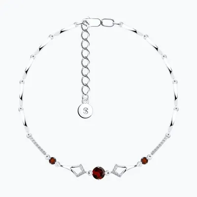 Браслет из серебра с гранатами и фианитами из серебро