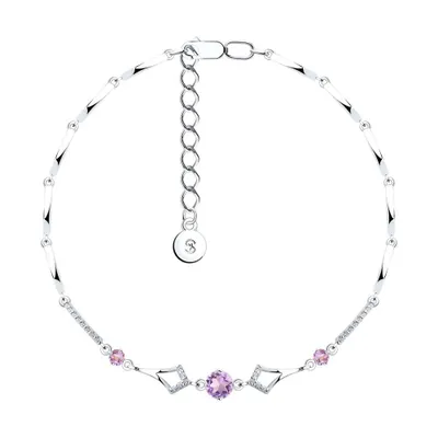 Браслет из серебра с аметистами и фианитами из серебро