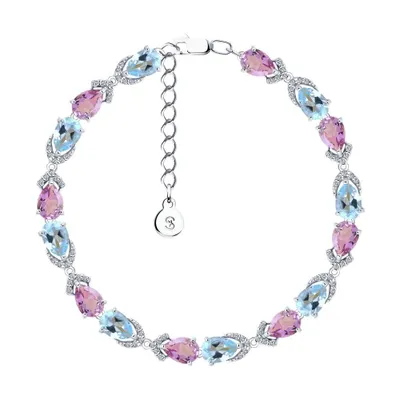 Браслет из серебра с миксом камней из серебро