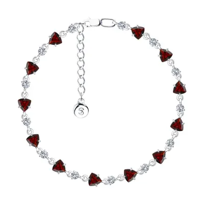 Браслет из серебра с гранатами и фианитами из серебро