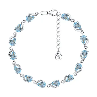 Браслет из серебра с топазами и фианитами из серебро
