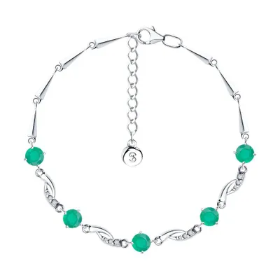 Браслет из серебра с агатами и фианитами из серебро