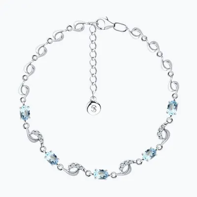 Браслет из серебра с топазами и фианитами из серебро