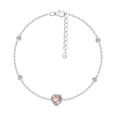 Браслет из серебра с ситаллом и фианитами из серебро