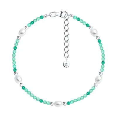 Браслет из серебра с агатом и жемчугом из серебро