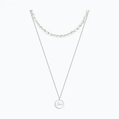 Колье из серебра с жемчугом из родированное серебро