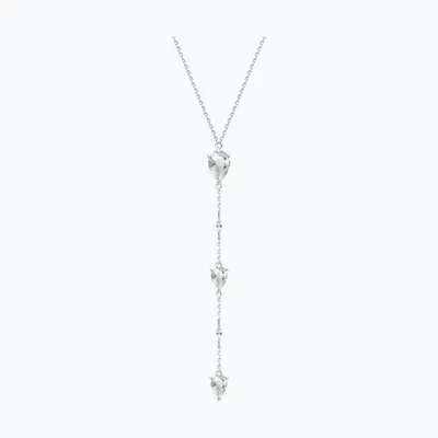 Колье из серебра с горным хрусталем и фианитами из родированное серебро