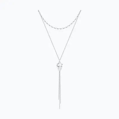 Колье из серебра с горным хрусталем из родированное серебро