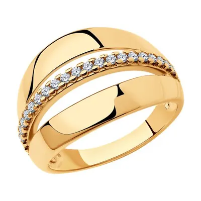 Кольцо из золочёного серебра с фианитами из серебро