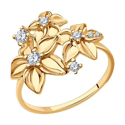 Кольцо из золочёного серебра с фианитами из серебро