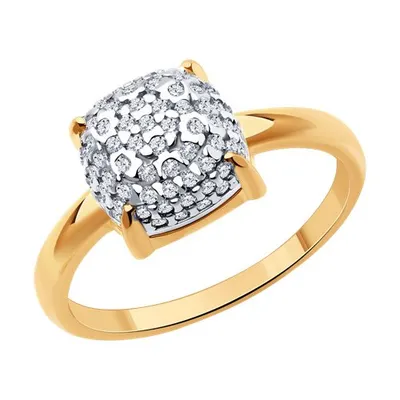 Кольцо из золочёного серебра с фианитами из серебро