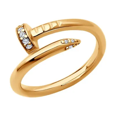 Кольцо из золочёного серебра с фианитами из серебро