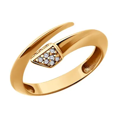 Кольцо из золочёного серебра с фианитами из серебро