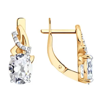 Серьги из золочёного серебра с фианитами из серебро