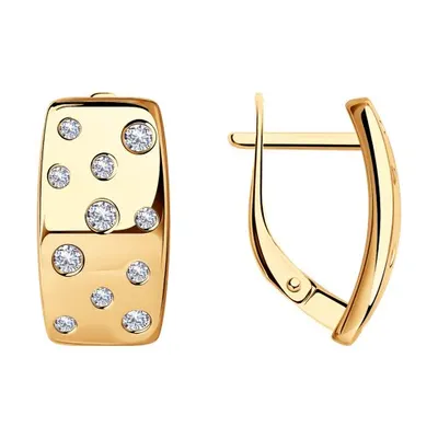 Серьги из золочёного серебра с фианитами из серебро