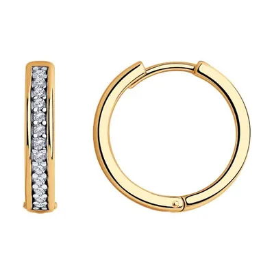 Серьги из золочёного серебра с фианитами из серебро