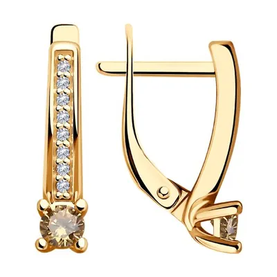 Серьги из золочёного серебра с фианитами из серебро