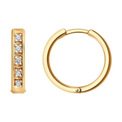 Серьги из золочёного серебра с фианитами из серебро