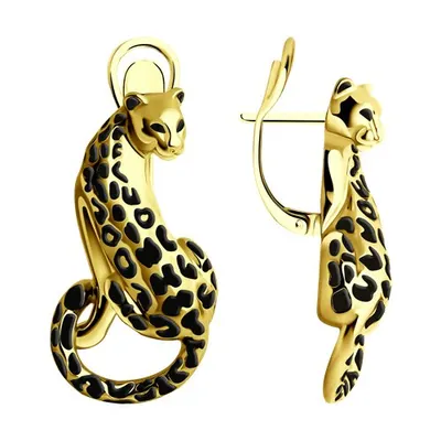 Серьги из золочёного серебра с эмалью из серебро