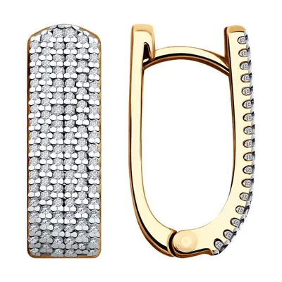 Серьги из золочёного серебра с фианитами из серебро