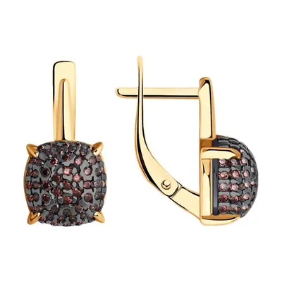 Серьги из золочёного серебра с фианитами из серебро