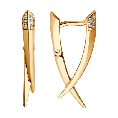 Серьги из золочёного серебра с фианитами из серебро