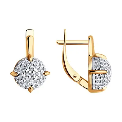 Серьги из золочёного серебра с фианитами из серебро