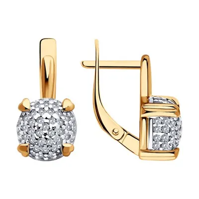 Серьги из золочёного серебра с фианитами из серебро