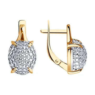 Серьги из золочёного серебра с фианитами из серебро