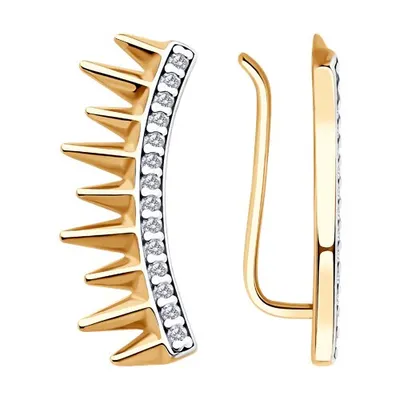 Серьги из золочёного серебра с фианитами из серебро