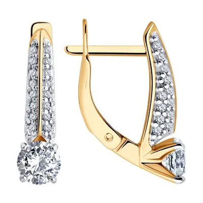 Серьги из золочёного серебра с фианитами из серебро