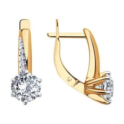 Серьги из золочёного серебра с фианитами из серебро