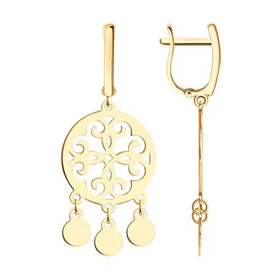 Серьги из золочёного серебра из серебро