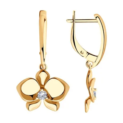 Серьги из золочёного серебра с фианитами из серебро