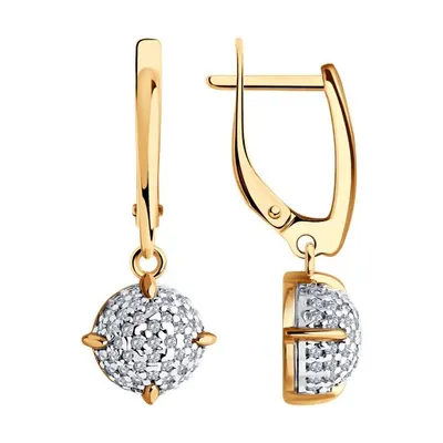 Серьги из золочёного серебра с фианитами из серебро