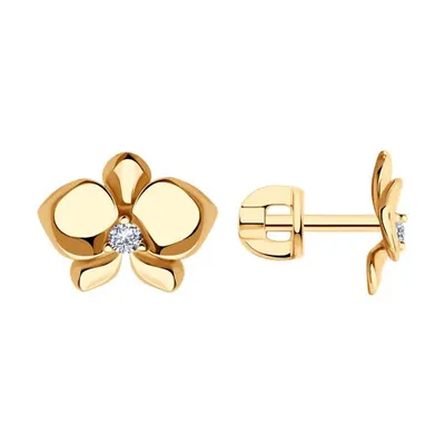 Серьги из золочёного серебра с фианитами из серебро