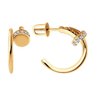 Серьги из золочёного серебра с фианитами из серебро