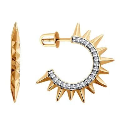 Серьги из золочёного серебра с фианитами из серебро