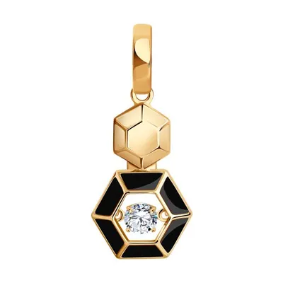 Подвеска из золочёного серебра с фианитом и эмалью из серебро