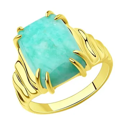 Кольцо из золочёного серебра с амазонитом из серебро