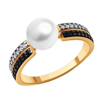 Кольцо из золочёного серебра с миксом камней из серебро