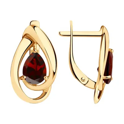 Серьги из золочёного серебра с гранатами из серебро