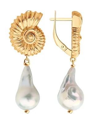 Серьги из золочёного серебра с жемчугом из серебро