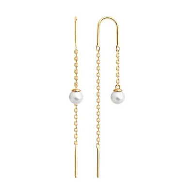 Серьги из золочёного серебра с жемчугом из серебро