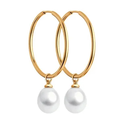 Серьги из золочёного серебра с жемчугом из серебро