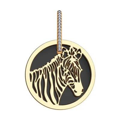 Подвеска из золочёного серебра с агатом и фианитами из серебро