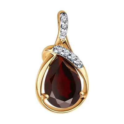 Подвеска из золочёного серебра с гранатом и фианитами из серебро